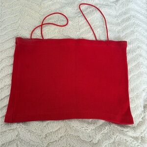 Zara Red Knit Spaghetti-Strap Crop Top
